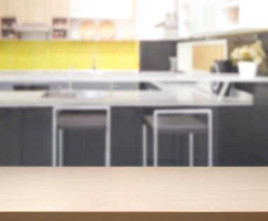 Masa üstü ve arka plan bulanıklık mutfak Oda