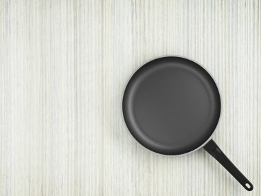 Tablo arka plan üzerinde Üstten Görünüm boş tava