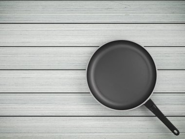 Tablo arka plan üzerinde Üstten Görünüm boş tava