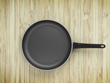 Tablo arka plan üzerinde Üstten Görünüm boş tava