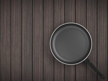 Tablo arka plan üzerinde Üstten Görünüm boş tava