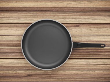 Tablo arka plan üzerinde Üstten Görünüm boş tava