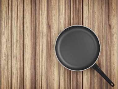 Tablo arka plan üzerinde Üstten Görünüm boş tava