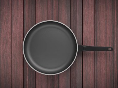 Tablo arka plan üzerinde Üstten Görünüm boş tava