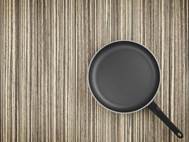 Tablo arka plan üzerinde Üstten Görünüm boş tava