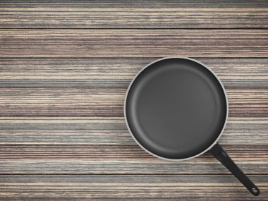 Tablo arka plan üzerinde Üstten Görünüm boş tava