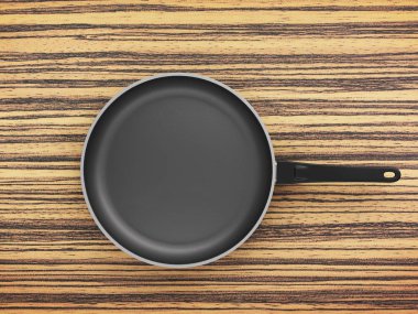 Tablo arka plan üzerinde Üstten Görünüm boş tava