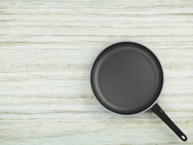 Tablo arka plan üzerinde Üstten Görünüm boş tava