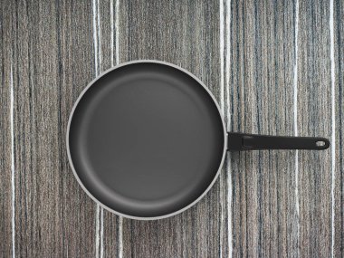 Tablo arka plan üzerinde Üstten Görünüm boş tava