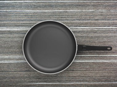 Tablo arka plan üzerinde Üstten Görünüm boş tava