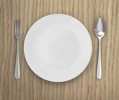 Üstten Görünüm boş tabak üzerinde tablo arka planı