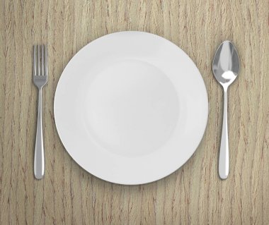 Üstten Görünüm boş tabak üzerinde tablo arka planı