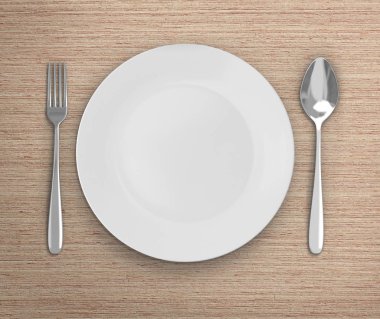 Üstten Görünüm boş tabak üzerinde tablo arka planı