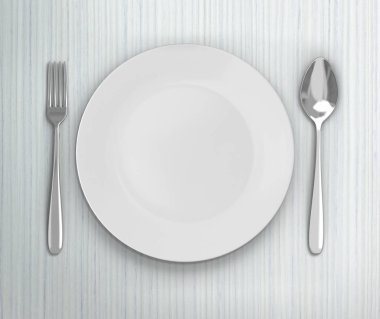 Üstten Görünüm boş tabak üzerinde tablo arka planı