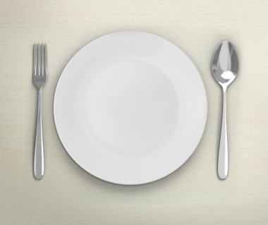 Üstten Görünüm boş tabak üzerinde tablo arka planı