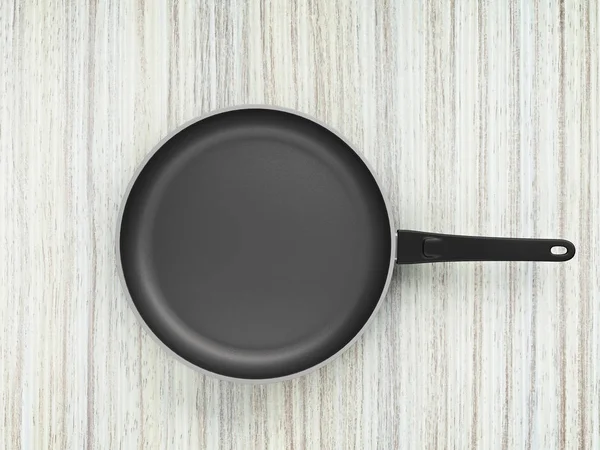 Bovenaanzicht lege Pan op tabelachtergrond — Stockfoto