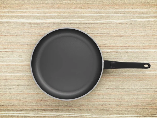 Bovenaanzicht lege Pan op tabelachtergrond — Stockfoto