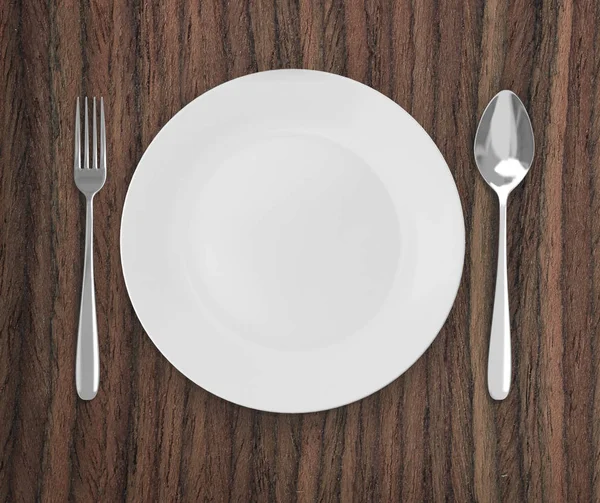 Üstten Görünüm boş tabak üzerinde tablo arka planı