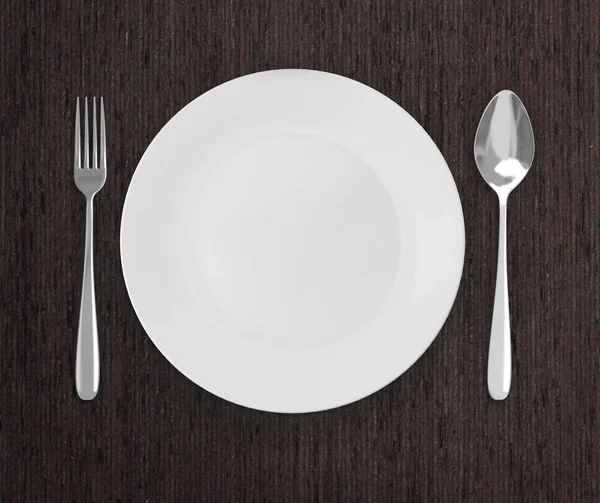 Üstten Görünüm boş tabak üzerinde tablo arka planı