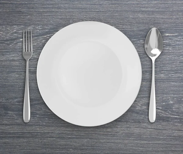 Üstten Görünüm boş tabak üzerinde tablo arka planı