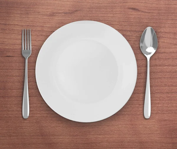 Üstten Görünüm boş tabak üzerinde tablo arka planı