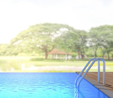 Yüzme Havuzu ve Teras, doğa arka plan bulanıklık