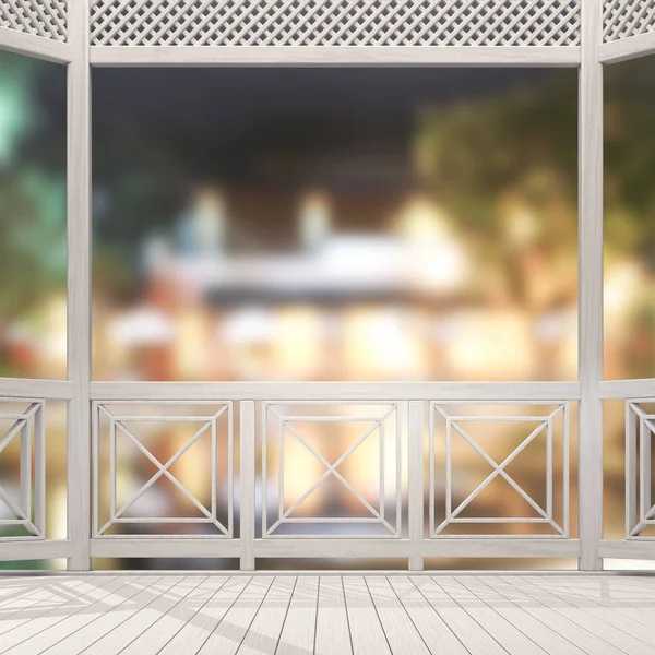 Balkon en terras van exterieur achtergrond wazig — Stockfoto
