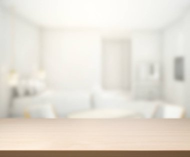 Masa üstü ve bulanıklık arka planda yatak odası