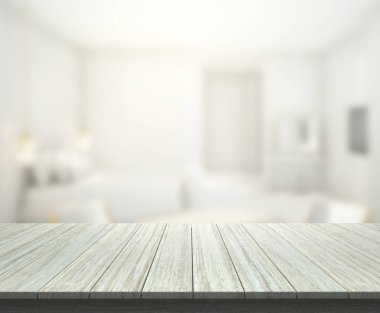 Masa üstü ve bulanıklık arka planda yatak odası