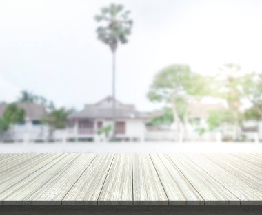 Top masa ve bina, arka plan bulanıklık