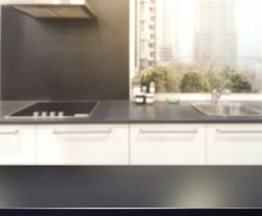 Masa üstü ve arka plan bulanıklık mutfak Oda