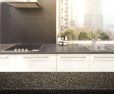 Masa üstü ve arka plan bulanıklık mutfak Oda