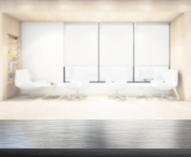 Bulanıklık arka planda Office ahşap masa