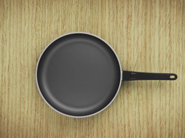 Tablo arka plan üzerinde Üstten Görünüm boş tava