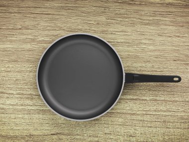 Tablo arka plan üzerinde Üstten Görünüm boş tava