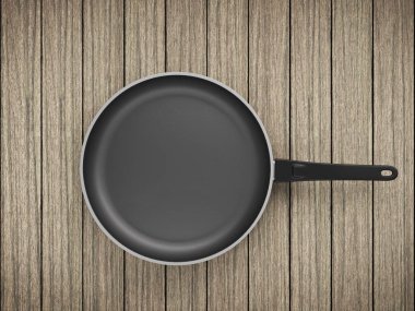 Tablo arka plan üzerinde Üstten Görünüm boş tava