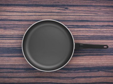 Tablo arka plan üzerinde Üstten Görünüm boş tava