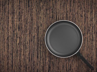 Tablo arka plan üzerinde Üstten Görünüm boş tava