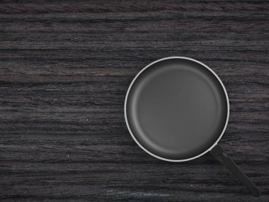 Tablo arka plan üzerinde Üstten Görünüm boş tava