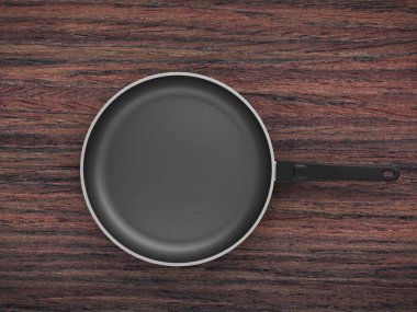 Tablo arka plan üzerinde Üstten Görünüm boş tava