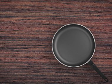 Tablo arka plan üzerinde Üstten Görünüm boş tava