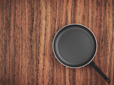 Tablo arka plan üzerinde Üstten Görünüm boş tava