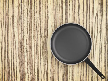 Tablo arka plan üzerinde Üstten Görünüm boş tava