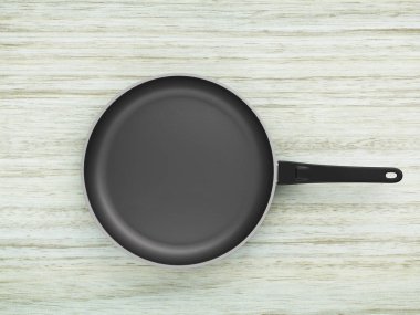 Tablo arka plan üzerinde Üstten Görünüm boş tava