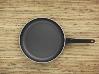 Tablo arka plan üzerinde Üstten Görünüm boş tava