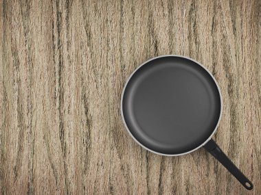 Tablo arka plan üzerinde Üstten Görünüm boş tava