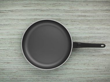 Tablo arka plan üzerinde Üstten Görünüm boş tava