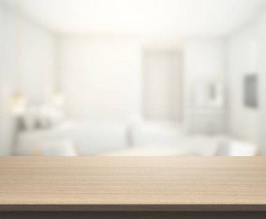 Masa üstü ve bulanıklık arka planda yatak odası