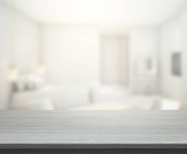 Masa üstü ve bulanıklık arka planda yatak odası