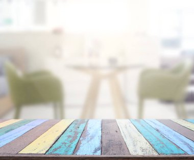 Top masa ve yemek odası arka plan bulanıklık
